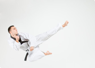 The karate man with black belt