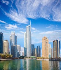 Dubai - The skyscrapers of Jumeirah lake towers with the Almas tower.