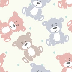 Vector cute seamless pattern with cartoon bear