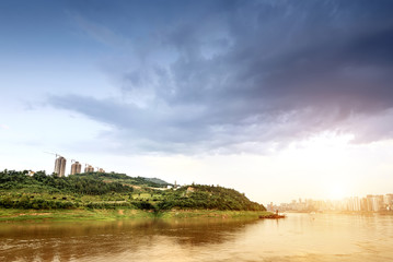 China Yangtze River town landscape