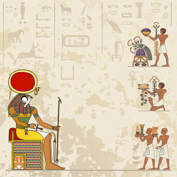 Ancient egypt banner.Egyptian hieroglyph and symbol. 