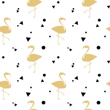 flamingo gold silhouette seamless vector pattern background illustration


