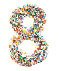 Confetti alphabet - number 8 - eight