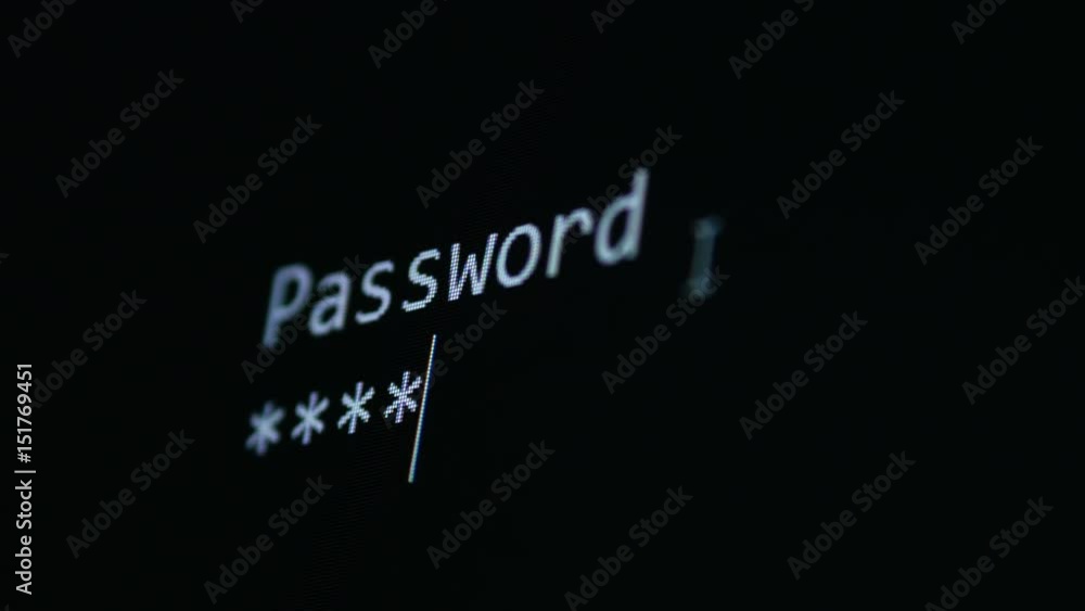 Poster close-up. entering computer password. 4k.