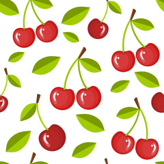 Cherries in a seamless pattern, vector illustration