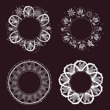 Lasy frame, monochrome lace, hand drawn white lace, rustic decorative frame, frame in boho style