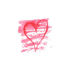  Watercolor heart on white background . Sketch style icon. Watercolor illustration