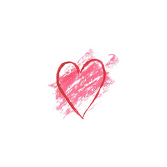  Watercolor heart on white background . Sketch style icon. Watercolor illustration