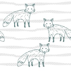 Vector drawn seamless geometric pattern with fox