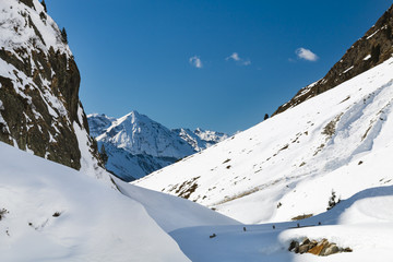 Snow Avalanche In Winter Valley, Austria