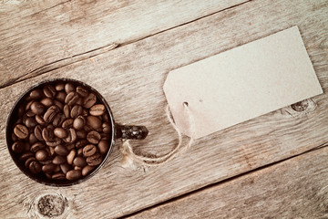 Coffee cup with blank price tag