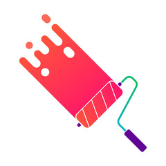 Painting roller with colorful paint