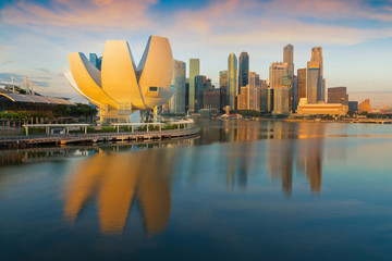 Morning day light after sunrise and singapore city
