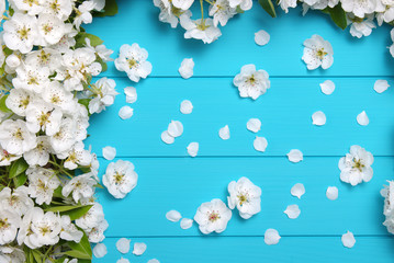 Spring flowers on wooden