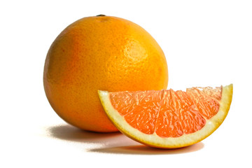 Closeup of grapefruits on a white background