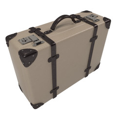 Beige suitcase - isolated on white background