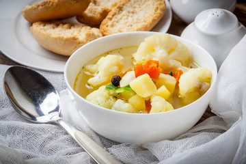 Bowl of minestrone soup.