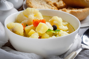 Bowl of minestrone soup.
