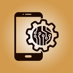 Electronic circuit of technological device. Technology scheme square symbol. 