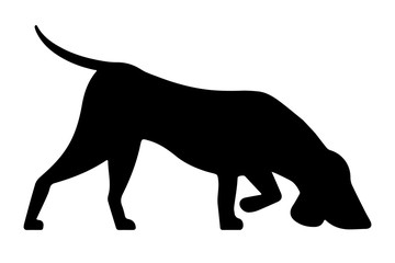 Силуэт собаки, простая черно-белая векторная иллюстрация.