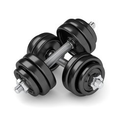 Naklejka premium 3d render of dumbbells over white