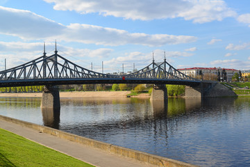 Starovolzhsky bridge across the Volga in Tver, Russia