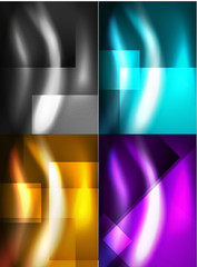 Set of shiny vector silk wave abstract backgrounds