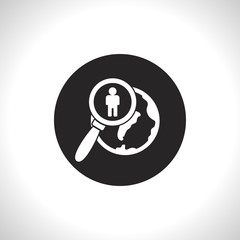 Global search person flat icon. Vector illustration.