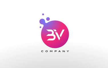 BV Letter Dots Logo Design with Creative Trendy Bubbles.