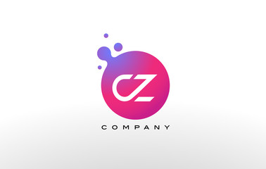 CZ Letter Dots Logo Design with Creative Trendy Bubbles.