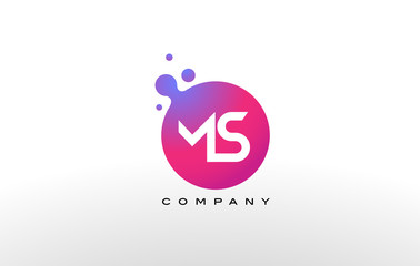 MS Letter Dots Logo Design with Creative Trendy Bubbles.