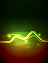 Glowing magic wave line with light effects in darkness