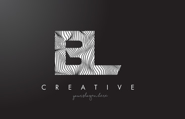 BL B L Letter Logo with Zebra Lines Texture Design Vector.