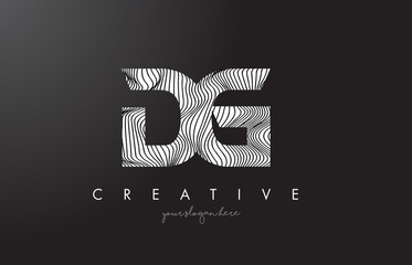 DG D G Letter Logo with Zebra Lines Texture Design Vector.