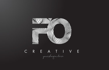 FO F O Letter Logo with Zebra Lines Texture Design Vector.