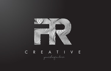 FR F R Letter Logo with Zebra Lines Texture Design Vector.