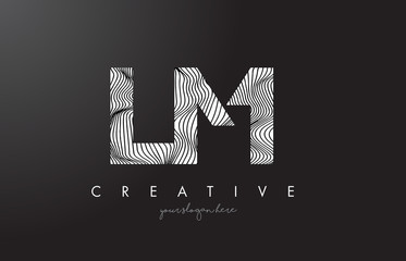 LM L M Letter Logo with Zebra Lines Texture Design Vector.