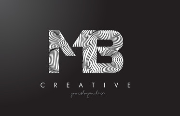 MB M B Letter Logo with Zebra Lines Texture Design Vector.