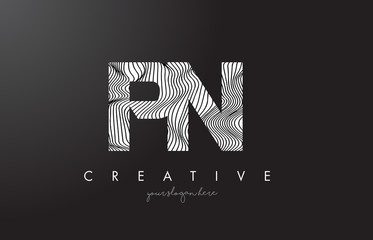 PN P N Letter Logo with Zebra Lines Texture Design Vector.