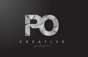 PO P O Letter Logo with Zebra Lines Texture Design Vector.