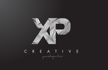 XP X P Letter Logo with Zebra Lines Texture Design Vector.