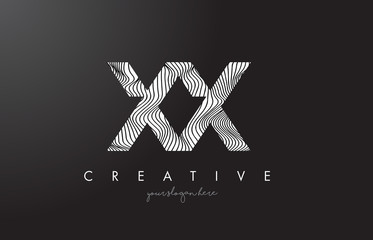 XX X X Letter Logo with Zebra Lines Texture Design Vector.