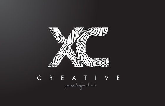 XC X C Letter Logo with Zebra Lines Texture Design Vector.