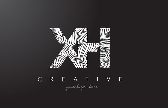 XH X H Letter Logo with Zebra Lines Texture Design Vector.
