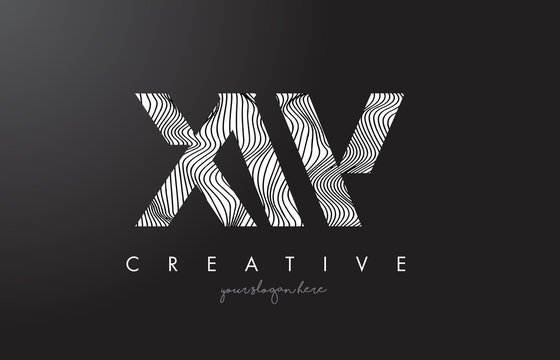 XW X W Letter Logo with Zebra Lines Texture Design Vector.