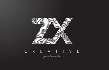 ZX Z X Letter Logo with Zebra Lines Texture Design Vector.