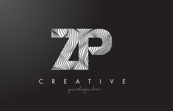 ZP Z P Letter Logo with Zebra Lines Texture Design Vector.