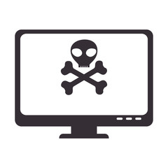 computer desktop with skull isolated icon vector illustration design