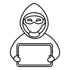 Hacker with computer avatar character vector illustration design