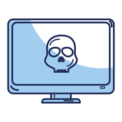 computer desktop with skull isolated icon vector illustration design